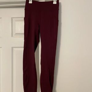 Lululemon Burgundy High Rise Run Fast Leggings
